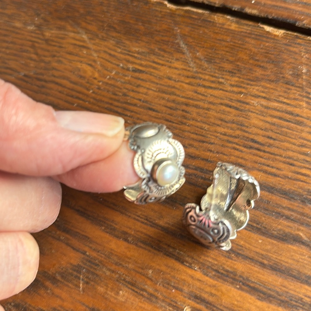 Sterling silver earrings with a pearl